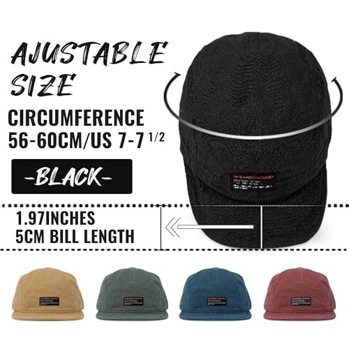Short Brim Baseball Cap 5 Panel Hat Soft Short Bill One Size Dy09-black