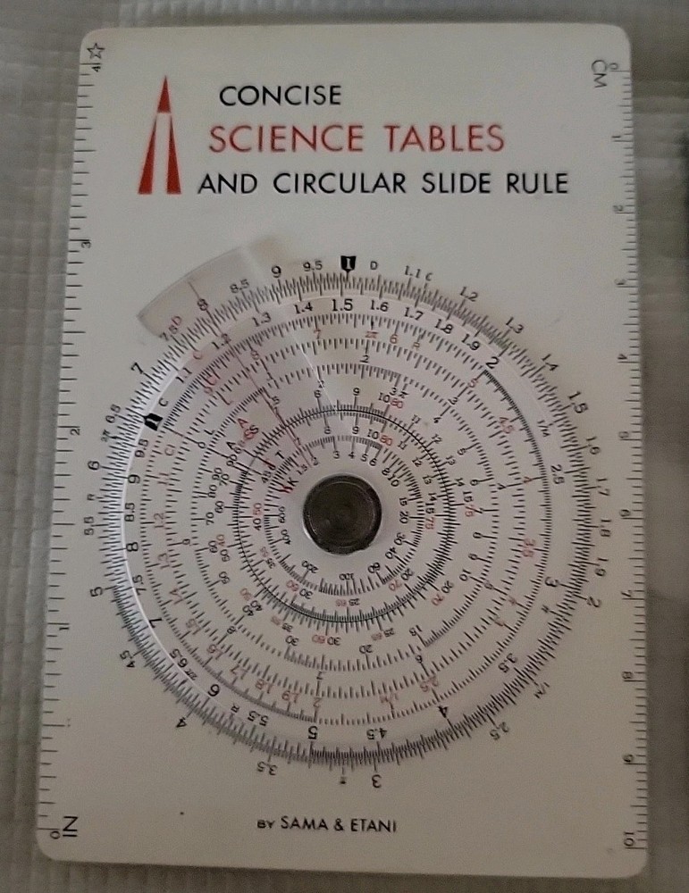 1968 Concise Circular Slide Rule w/ Science Tables Sama & Etani Great Condition
