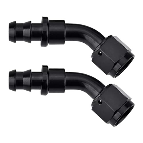 Push Lock Hose Fitting End Black 2PCS 10AN 45 Degree