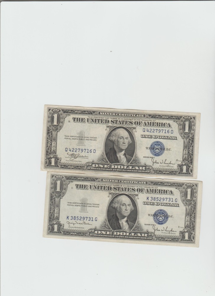 2 Lightly Circulated 1935 C&D Silver Certificates