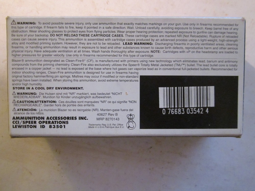 BLAZER 357 MAGNUM EMPTY BOX