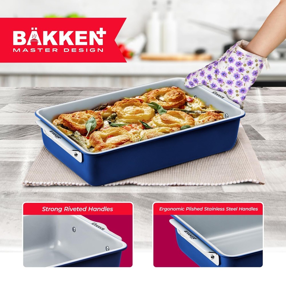 Bakken 8-Piece Stackable Bakeware Set – Ceramic Non-Stick, Oven-Safe Bakin