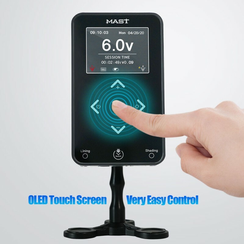 Mast Touch Tattoo Power Supply Dual Connect OLED Screen 3.42A Start-up Function