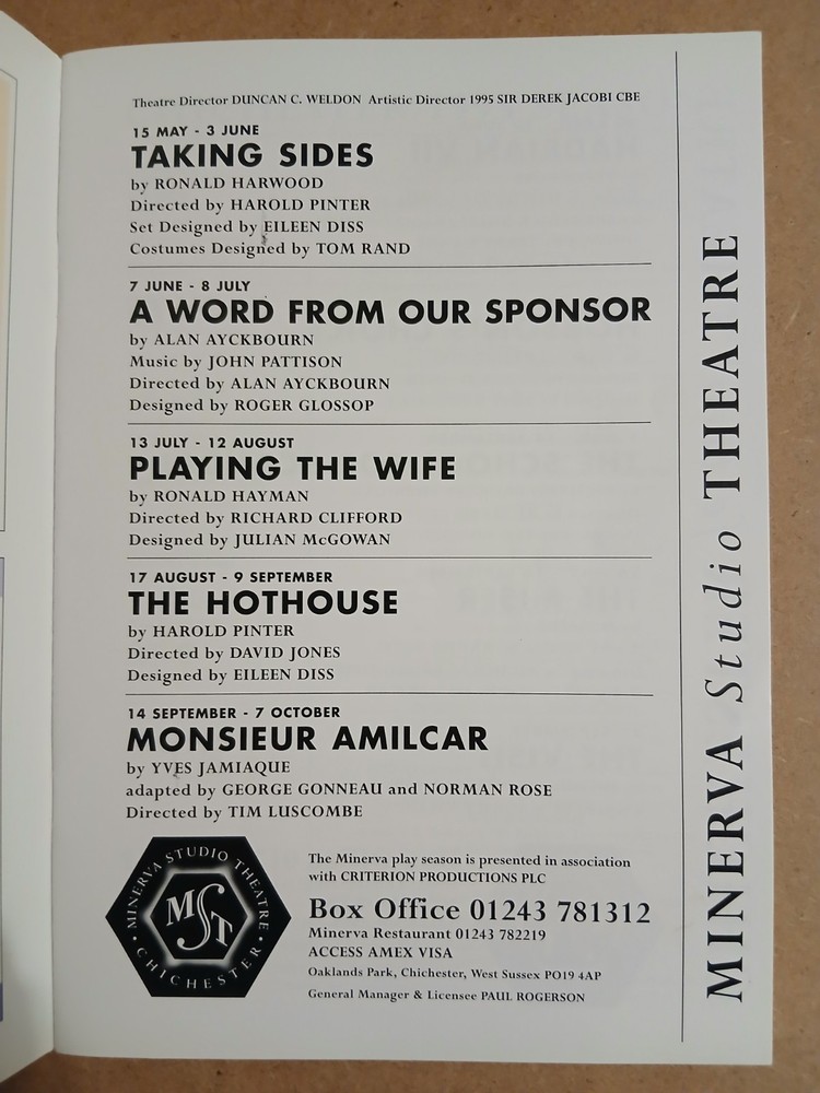 Taking Sides,1995 Minerva Theatre Programme