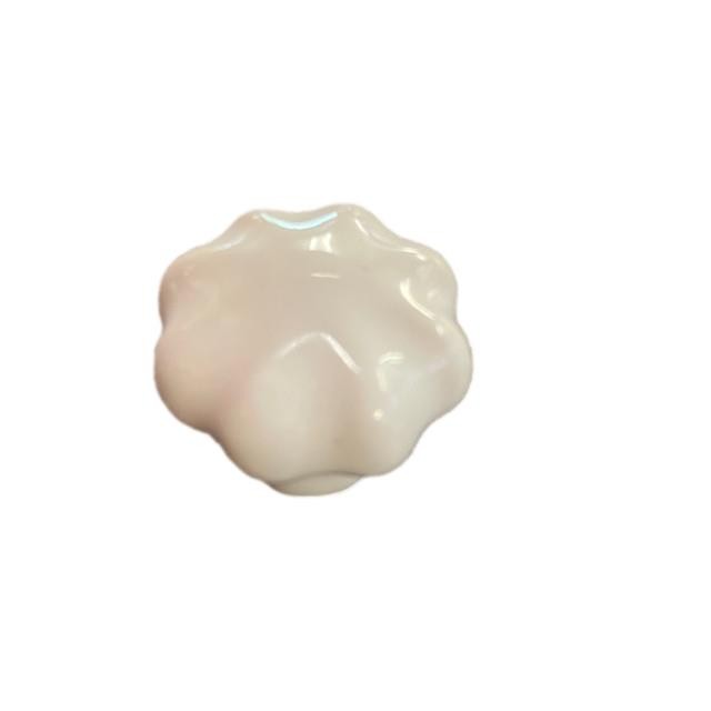 (12 Pack) 1-1/4" Flower Ceramic Knob White