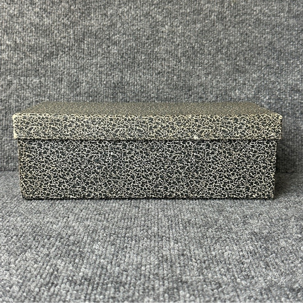 Vintage index card file box lidded storage speckled rectangular journal crafting