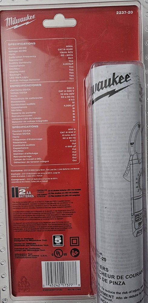 Milwaukee 2237-20 Clamp Meter 600A