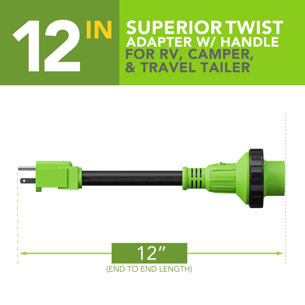 NEW Marine 30 amp female to 15 amp male 125v Shore Power Pigtail Boat Adapter