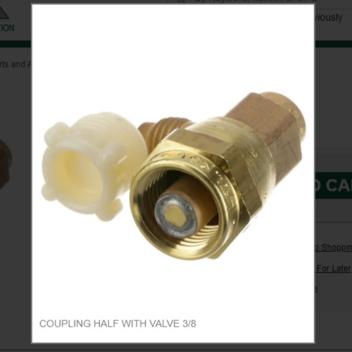 COUPLING HALF WITH VALVE 3/8 # 9091001-04