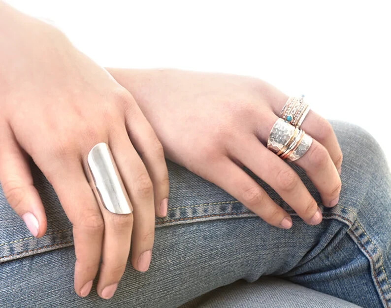Long Statement Ring, 925 Sterling Silver Ring, Boho Rings for Women, All size