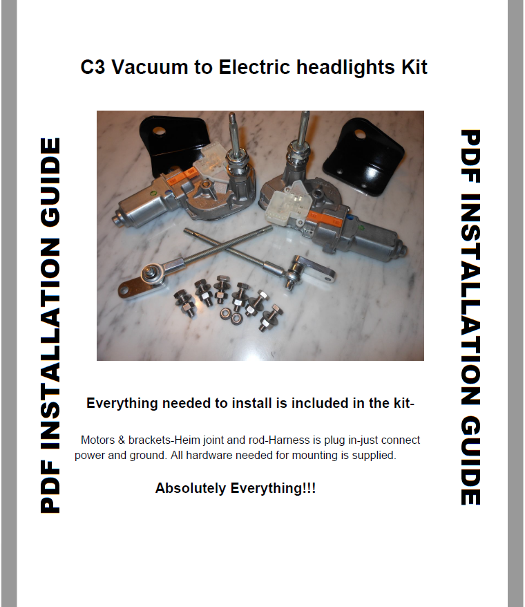 C3 Corvette Electric Headlight Motor Conversion Kit 68-82 Completely NEW