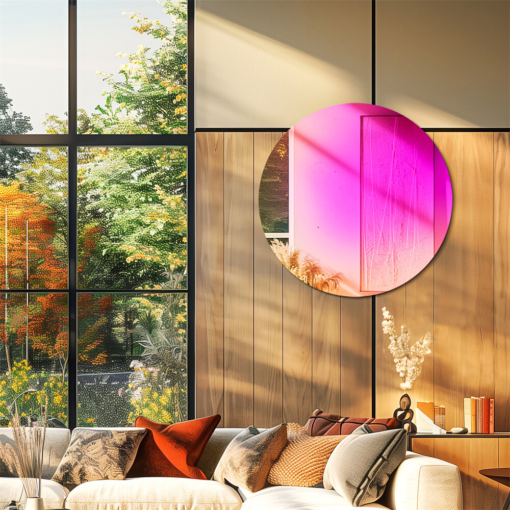 Round Wall Mirror Iridescent Effect Accent Mirror Rainbow Decor Mirror for Home