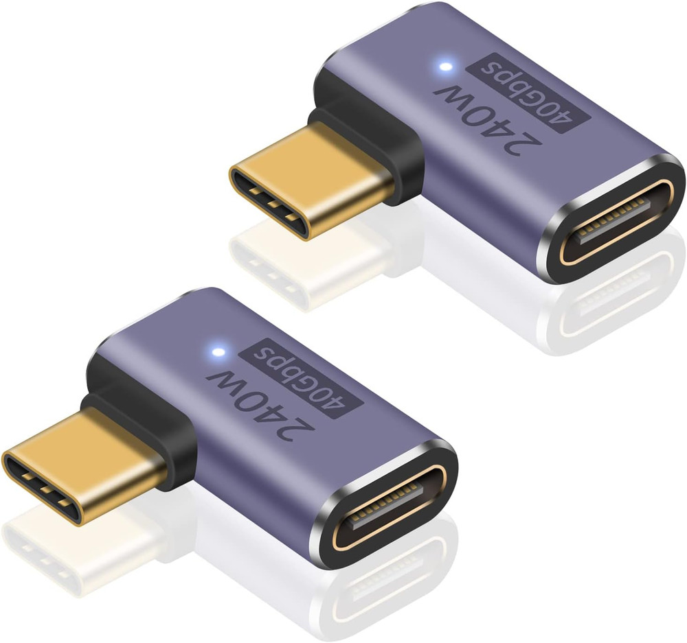 USB C Right Angle Adapter PD 240W for Thunderbolt 4/3, Right Angle 90 Degree USB