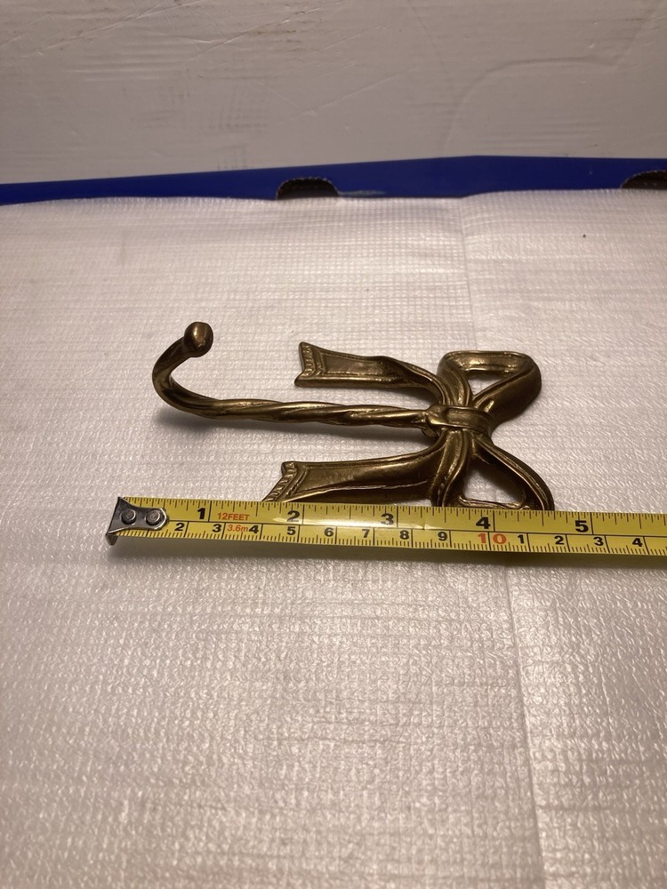 Vintage Solid Brass Bow Wall Hook 4 1/2in X 3 1/8in