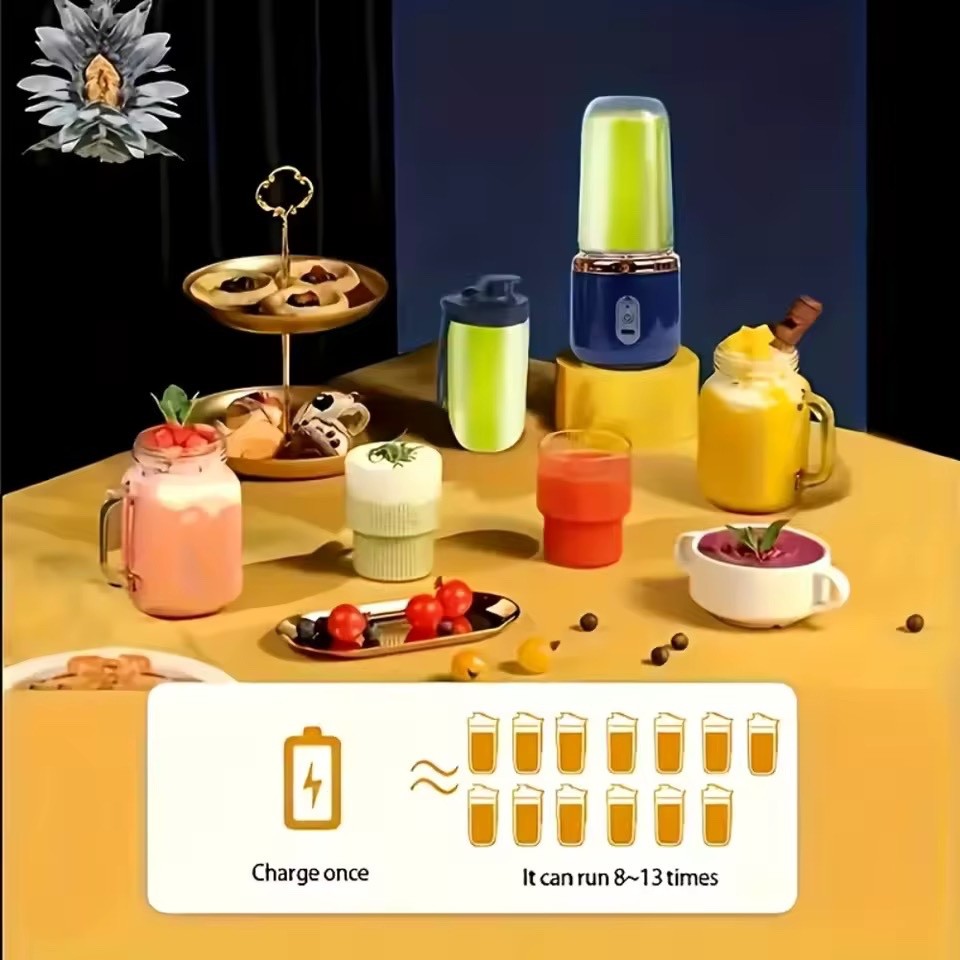 Portable Blender 400ML USB Rechargeable 6 Blade Smoothie Maker Mini Juicer