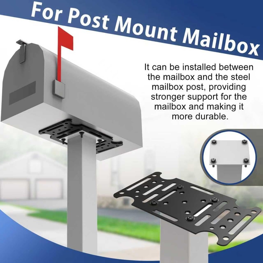 Mailbox Mounting Bracket, Heavy-Duty Plate for Post Mount Mailboxes Compatibl...