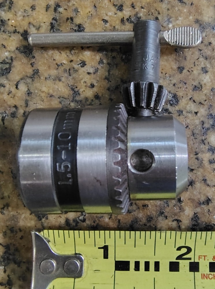 🗽DRILL CHUCK 1.5-10MM CAP 3/8-24 TAIL WITH CHUCK KEY GREAT CONDITION