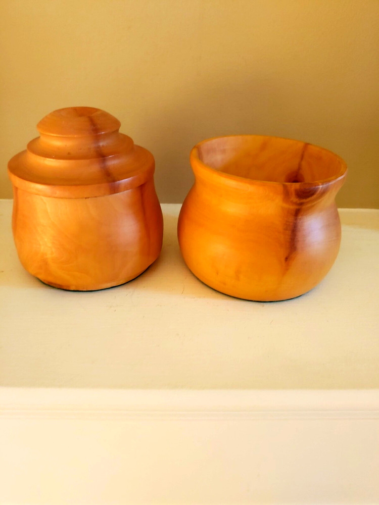 Vintage Turned Wood decorative stackable Storage Container (jewelry, trinkets)
