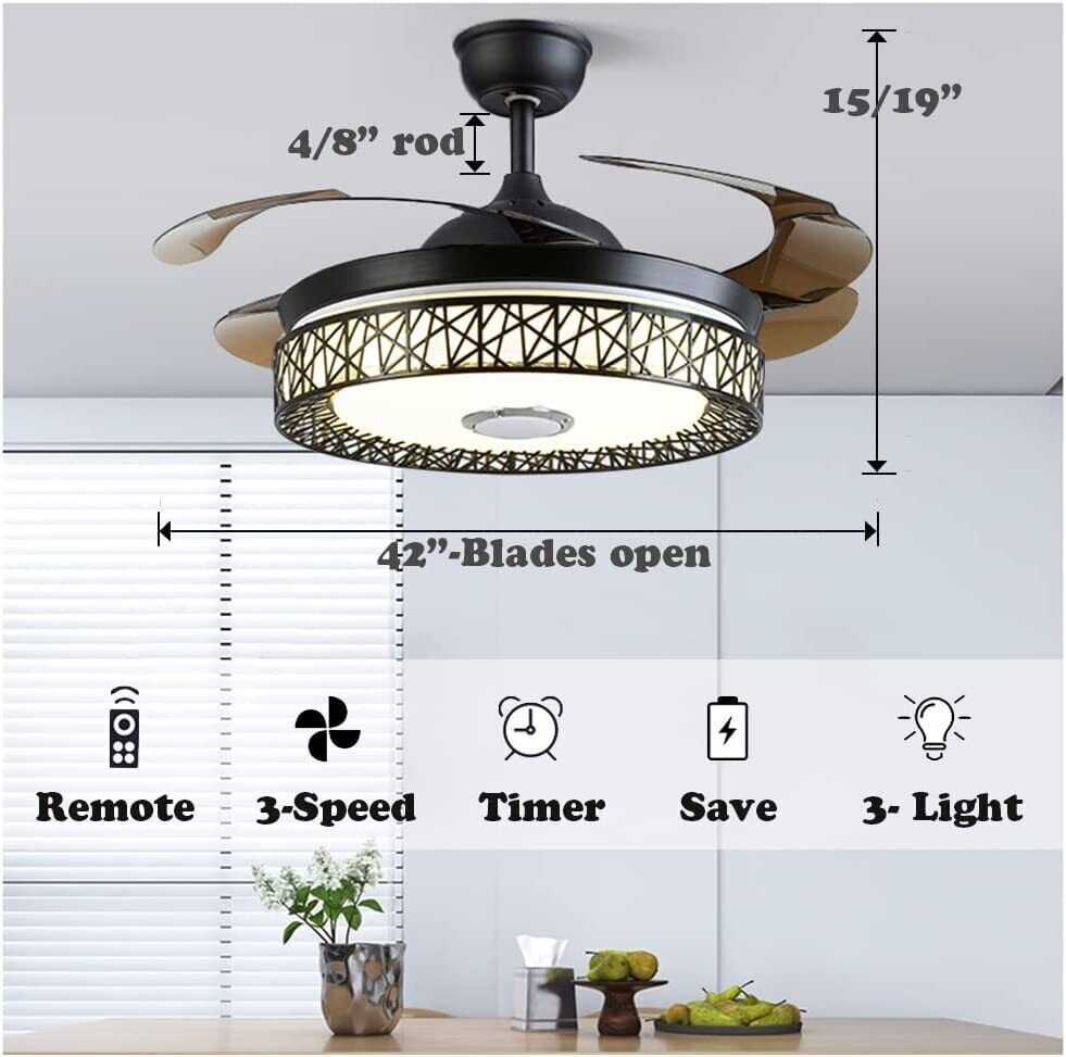 42'' Bluetooth Ceiling Fan with LED Lights and Music Player