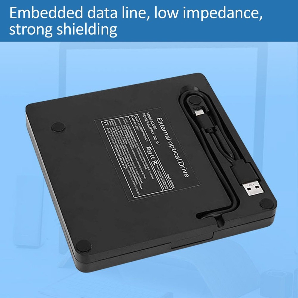 5Gbps DVD Drive USB-C&USB-A Dual Interface Drive DVD/CD/VCD Wide Compatibility