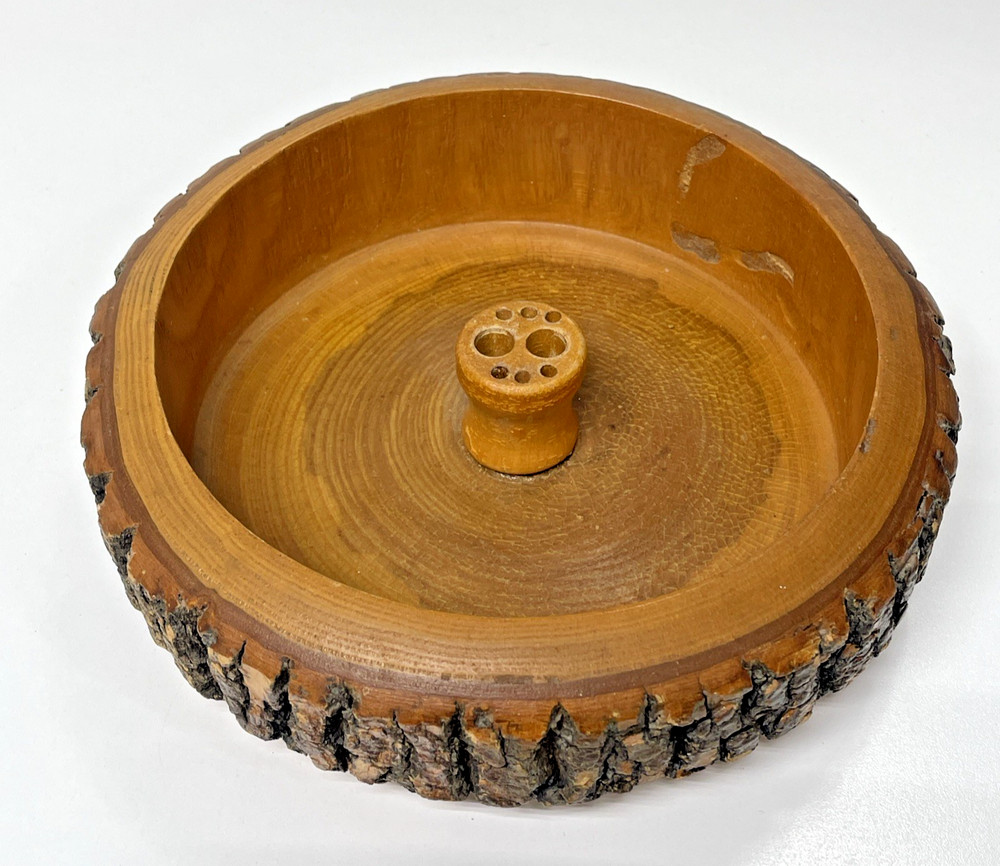 Vintage Wooden Walnut Nutcracker Bowl And Tools Rustic Mid-Century Decor