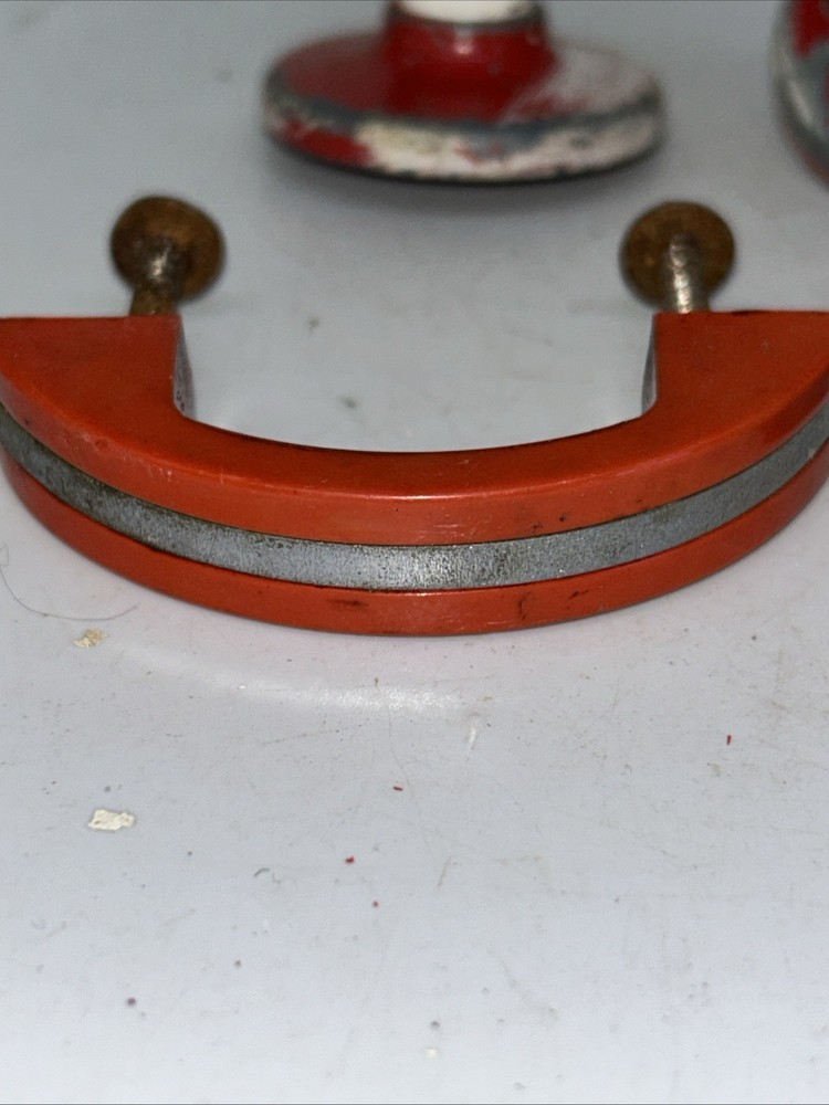 Set 5 Retro Art Deco Pull Drawer Handles Red White
