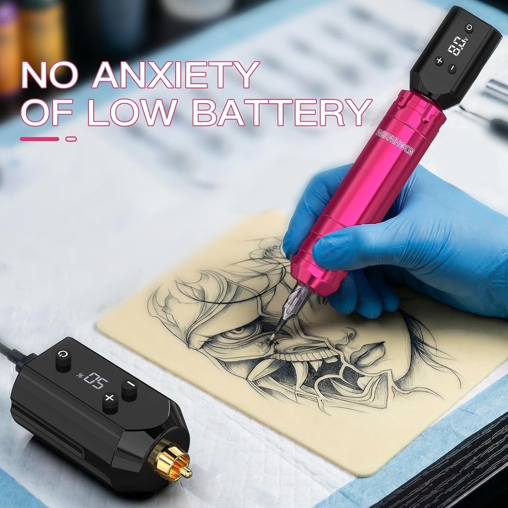 Wireless Pink Tattoo Kit - Complete Set for Beginners