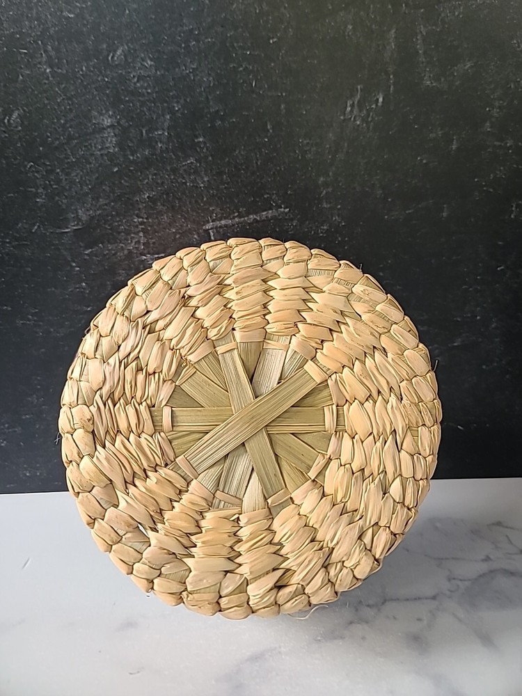 Vintage Striped Woven Basket