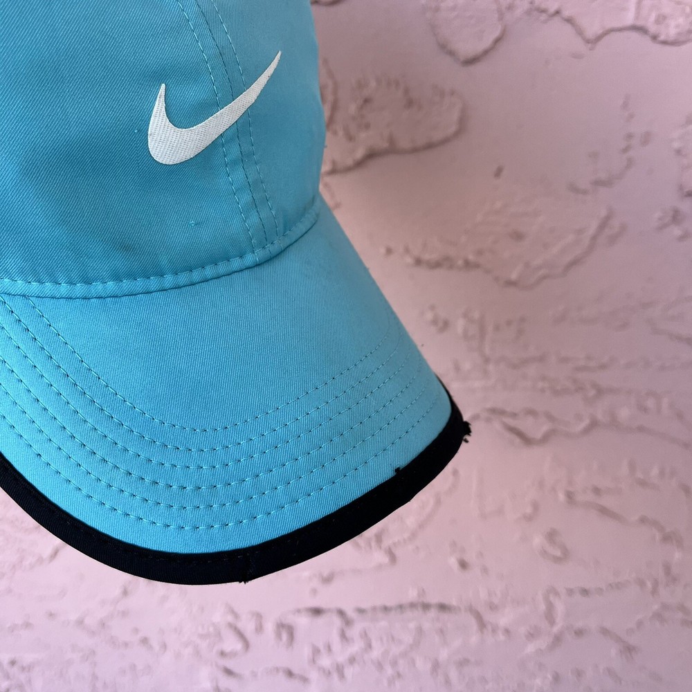 Nike Featherlight Dri-Fit Hat Cap Strap Back Sky Blue Panel Lightweight Flaw