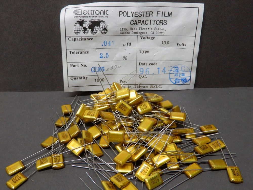 ECI Polyester Film Capacitors .047uf 100V Quantity 100 NOS