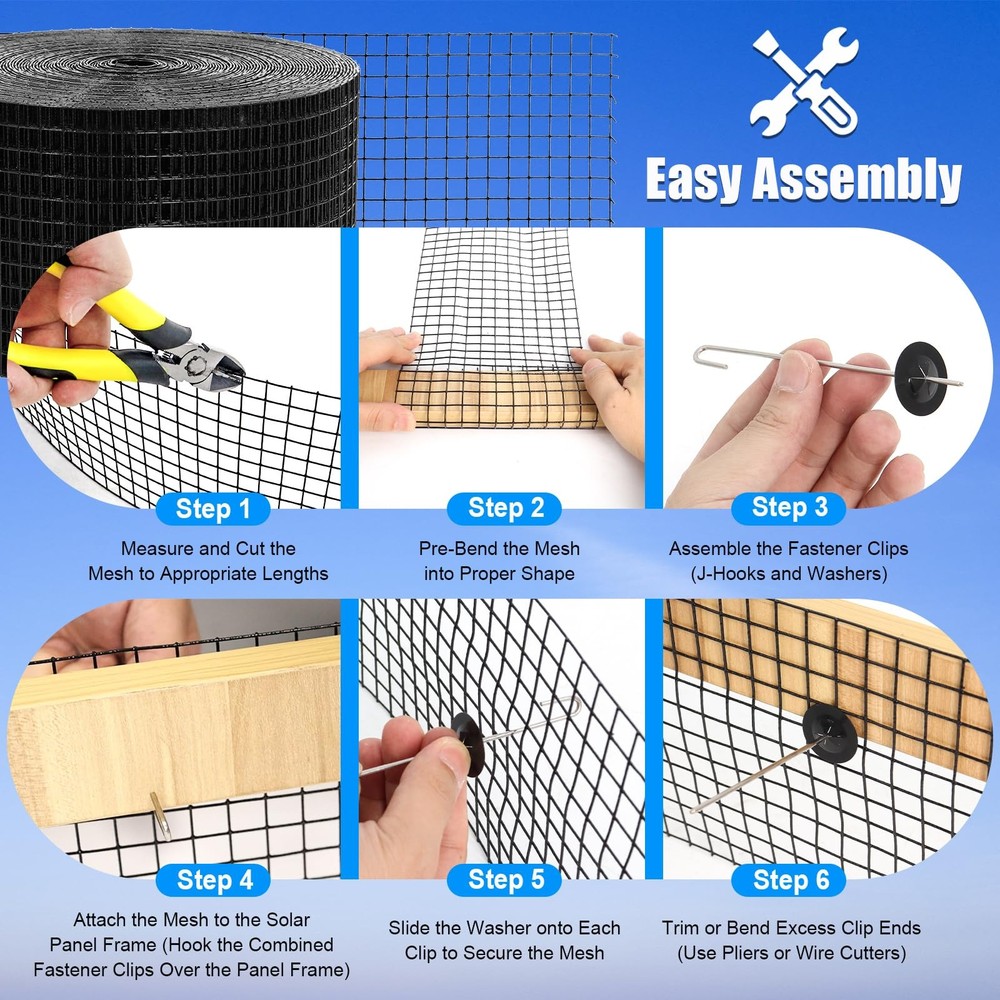 Hoqqf 6in X 100ft Solar Panel Bird Guard - 1/2" Black PVC X 100ft,