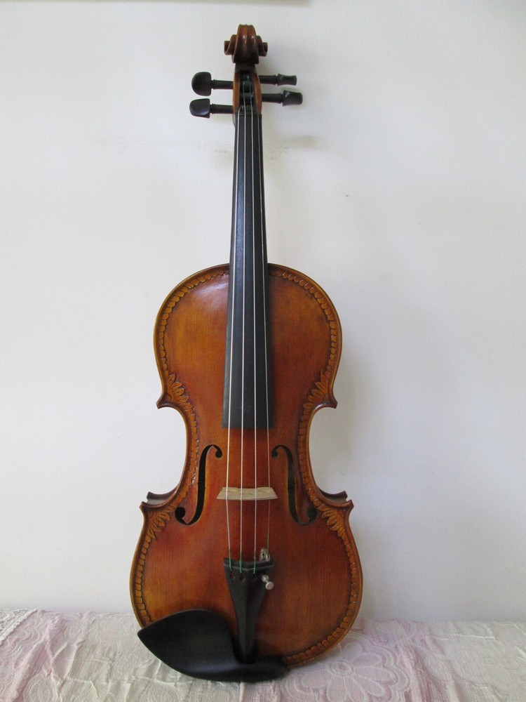 4/4 Violin Stradivarius Tiger Flame Maple Master Hand Carve Pattern 7#