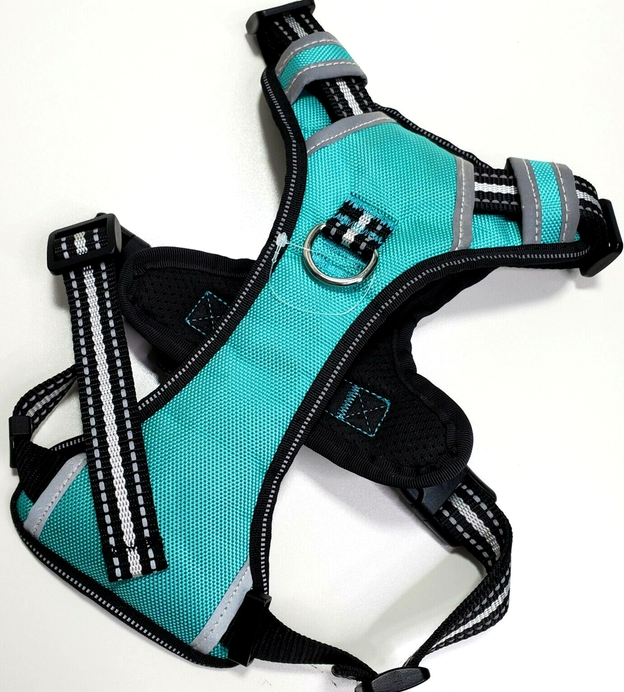 Winsee Dog Harness Adjustable Padded Reflective Green Black Silver Size MEDIUM