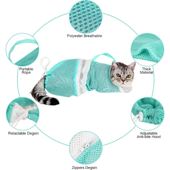 Cat Bathing Bag & Puppy Shower Sack – Adjustable