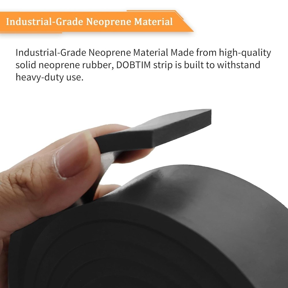 DOBTIM Thick Solid Neoprene Rubber Strips 1/4 (.250)" Thick X 1" Wide X 10' Long