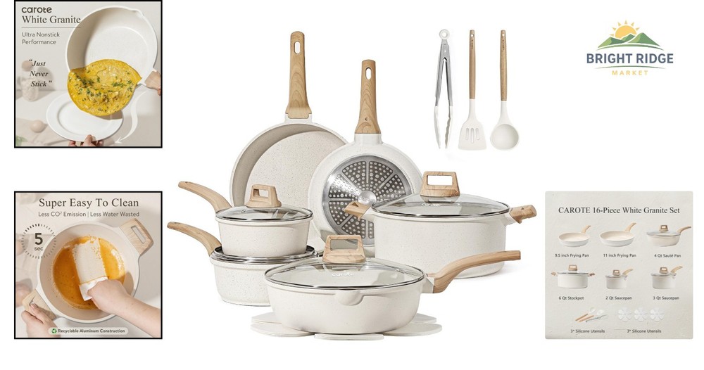 Complete 16 Piece Kitchen Cookware Set with Induction and Electric Compatibility