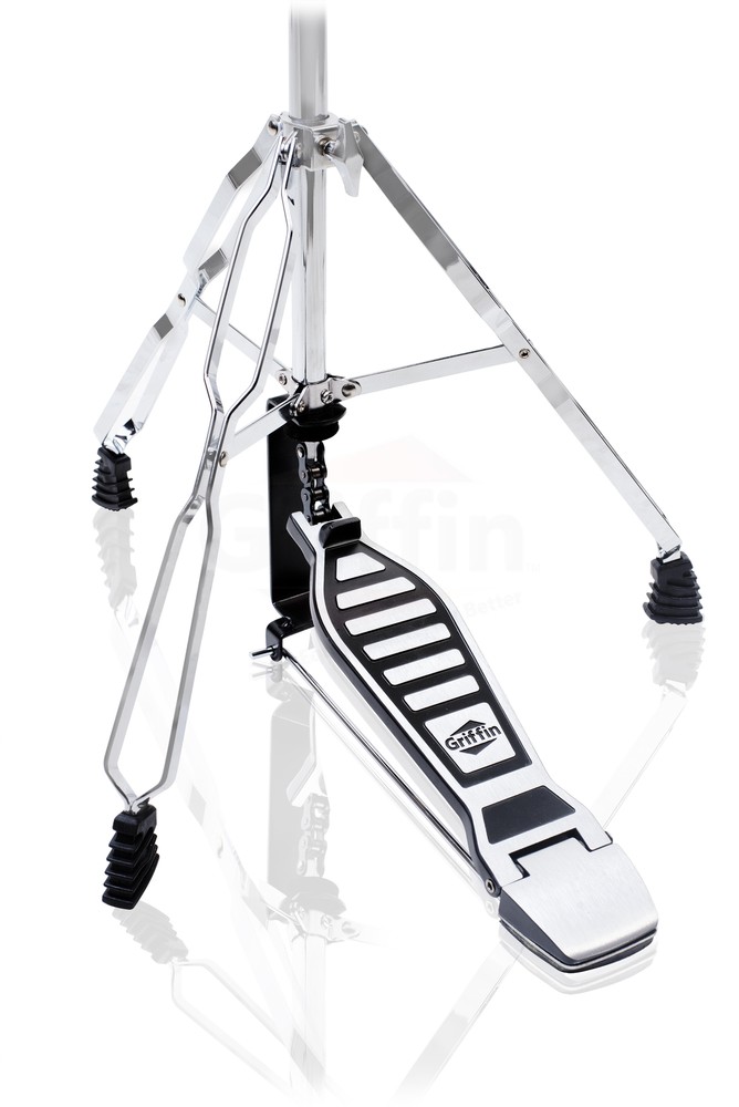 GRIFFIN 2-PACK Snare Stand & Hi-Hat Pedal | Drum Hardware Pull Chain Chrome Set