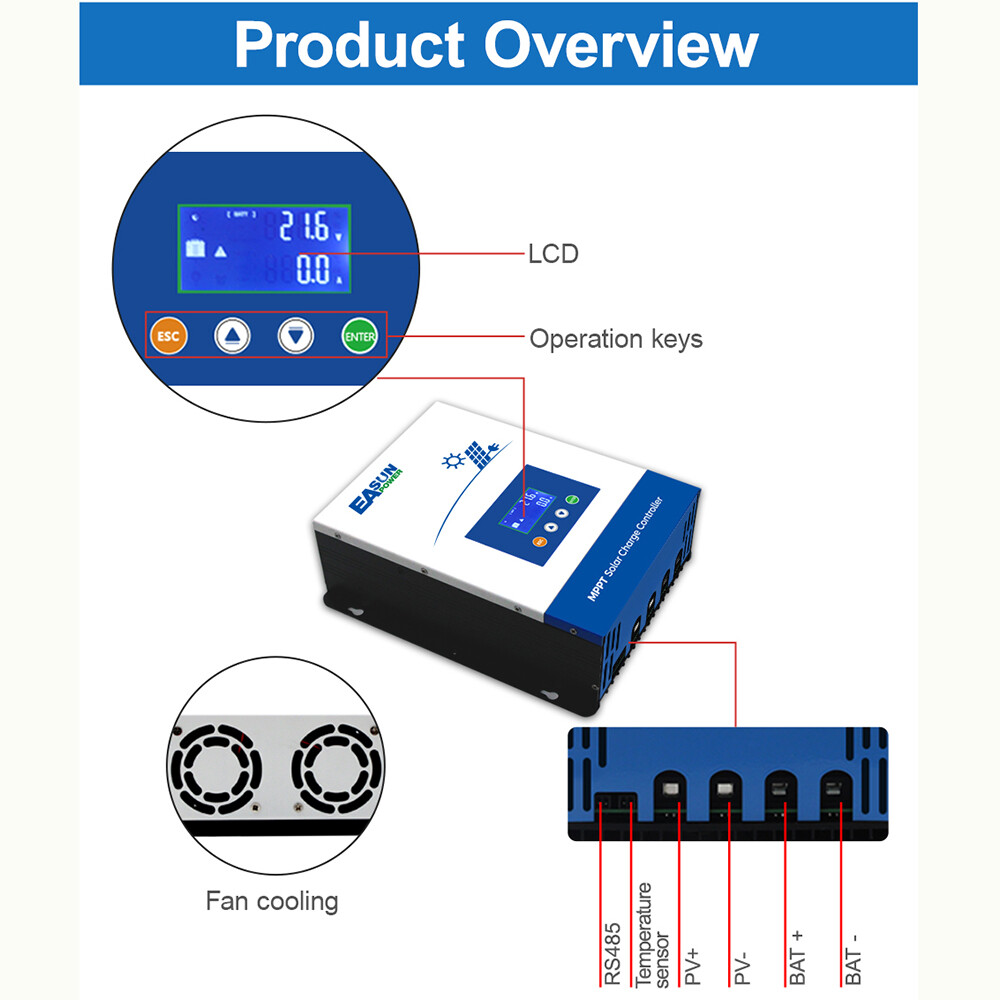 80A 100A MPPT Solar Panel Regulator Charge Controller Auto Focus 12v 24V 48V