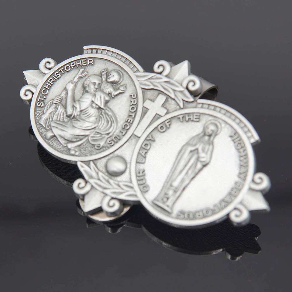 St Christopher Medal Car Saint Christopher Visor Clip Auto Sun Visor Accessor...