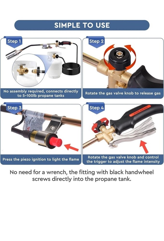 Powerful 800,000 BTU Propane Torch with Turbo Igniter - Multi-Purpose Burner