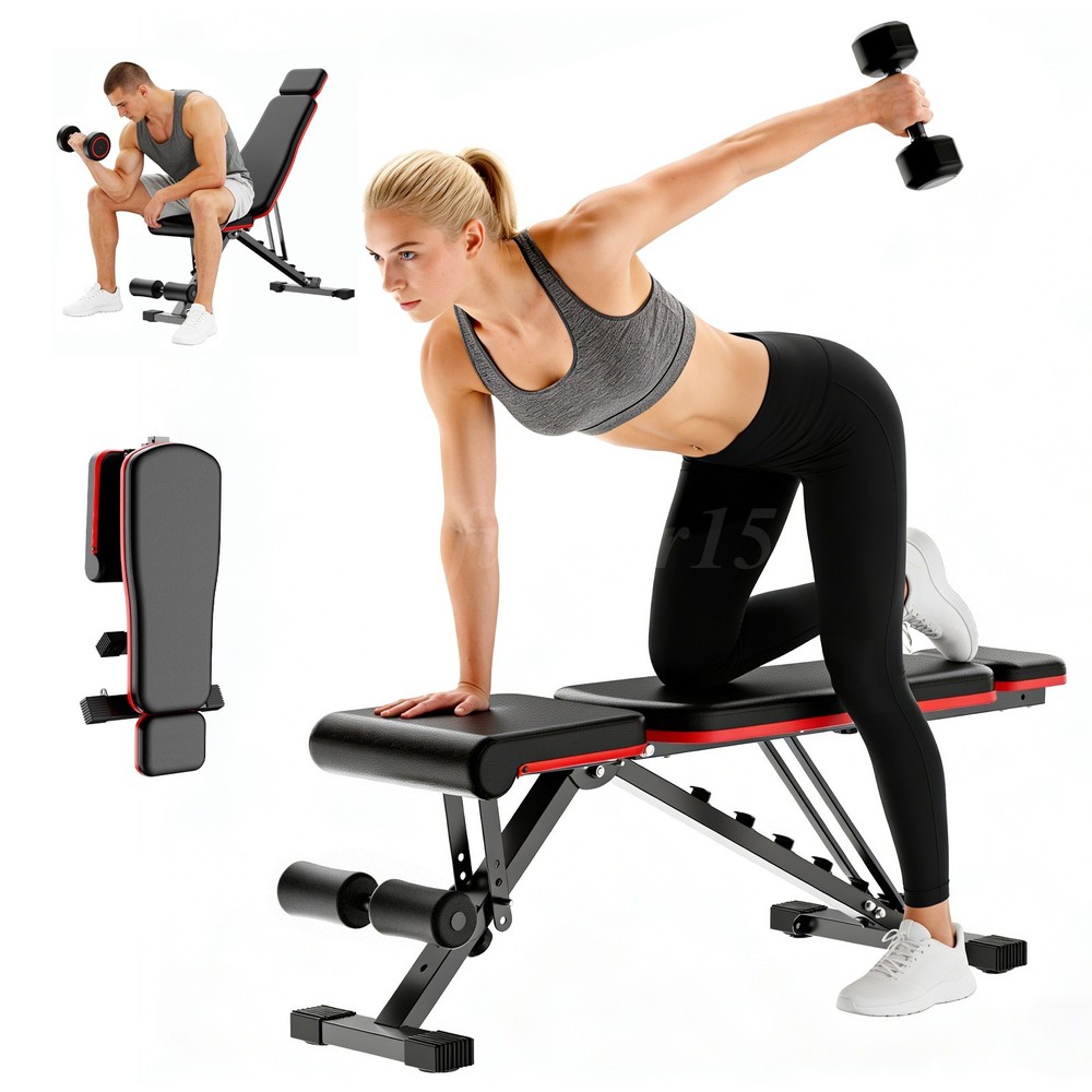 Adjustable Foldable Exercise Weight Bench Workout Bench Gym With Resistance Band