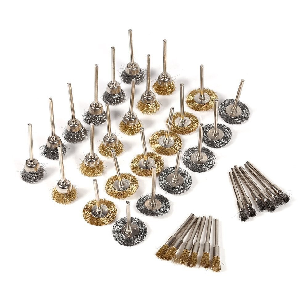 Comprehensive 36Pc Brush Kit for Rust Removal and Surface Polishing - Heavy Duty