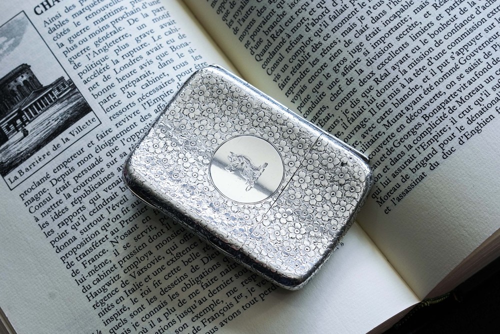 Antique Victorian Solid Silver Cigarette Case Unusual Opening Mechanism 1886