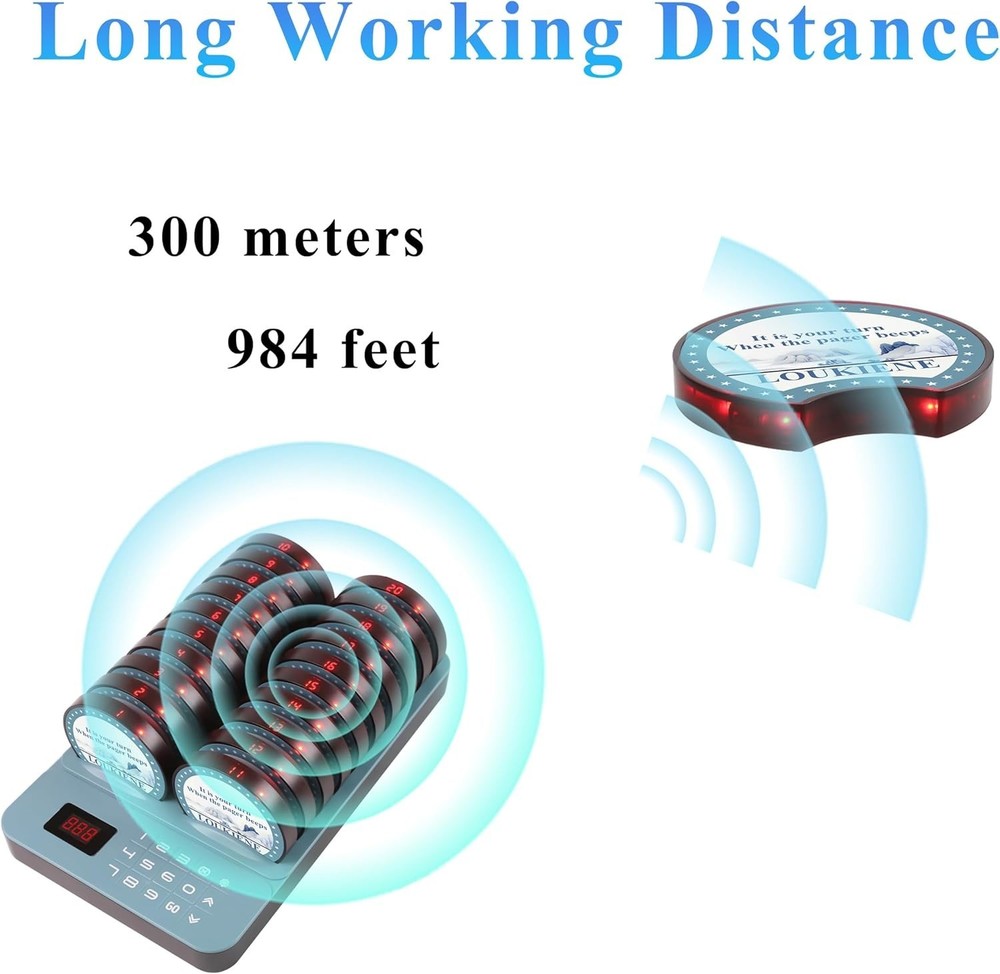 Restaurant Pager System 20-Coaster Wireless Buzzers w/ Transmitter – NIB