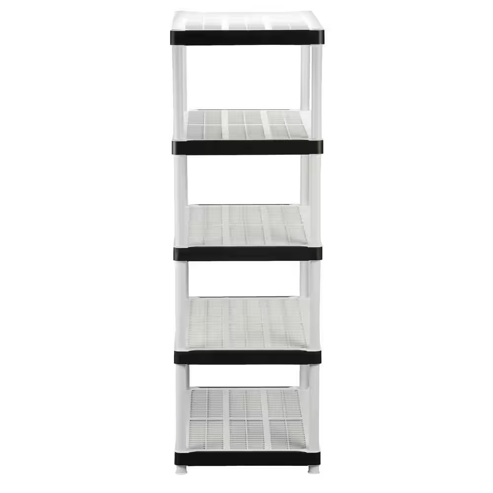 5-Tier Easy Assembly Multi-Purpose Plastic Garage Storage Shelving Unit in Gray
