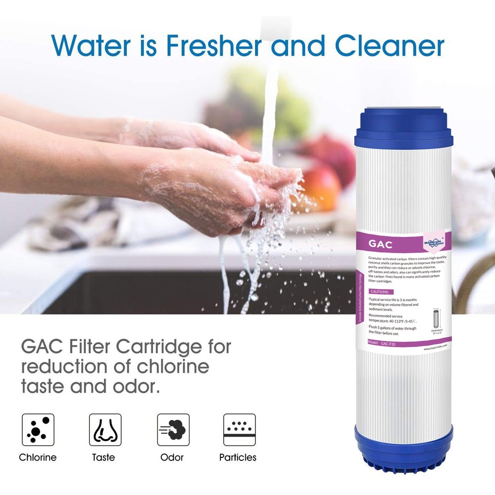 1-12Pack 10"x2.5" GAC Granular Activated Carbon Water Filter Whole House Replace