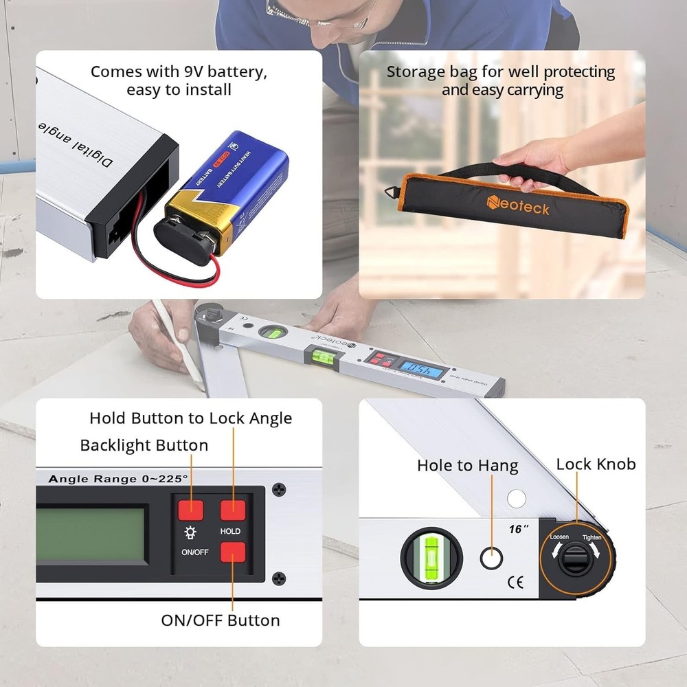 Lightweight Digital Angle Finder with Horizontal and Vertical Leveling Function