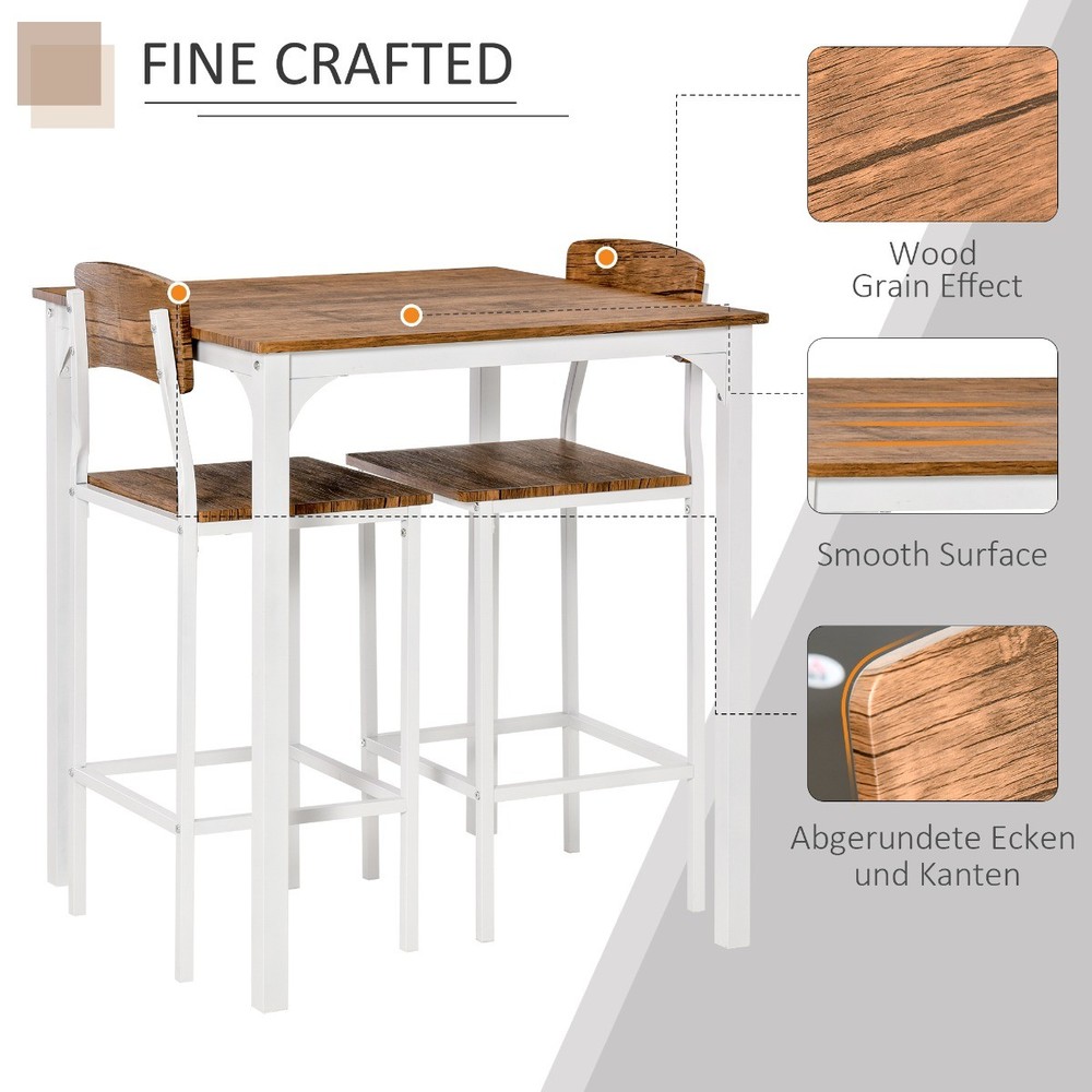 3PCS Dining Table Set Pub Table and 2 Chairs