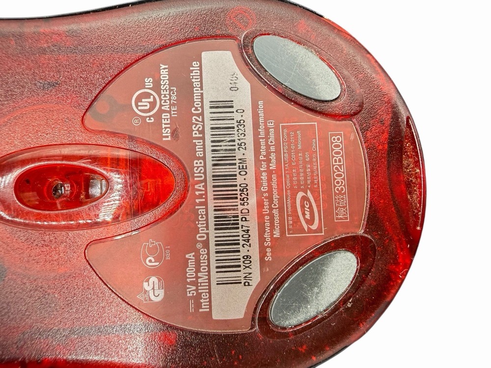 Microsoft Wheel Mouse Optical 1.1A USB and PS/2 Black Grey - Preowned - READ!