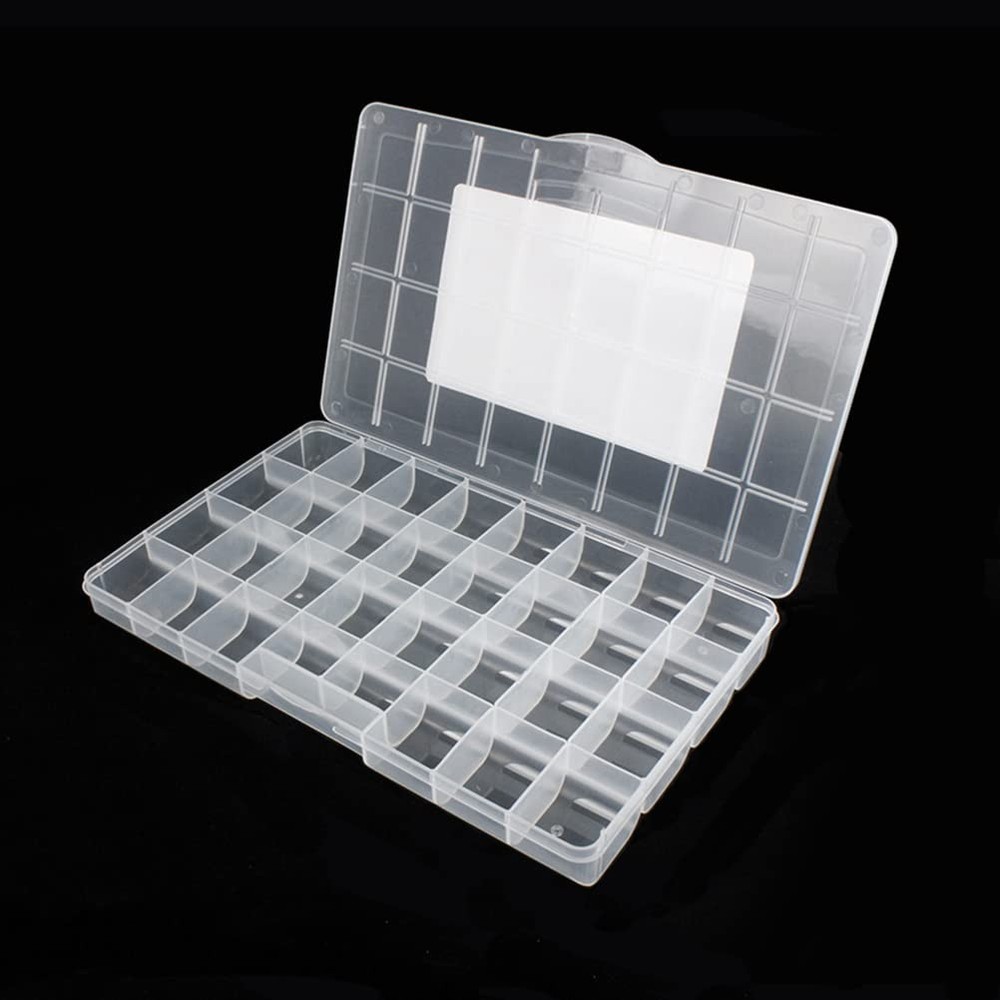 Chemlliy 32 Grids Clear Plastic Organizer Box, Craft Storage Container 2 Pack